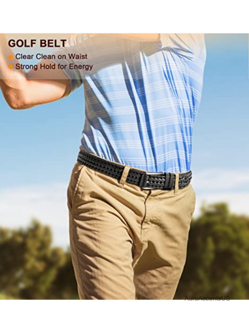 Men's 2-Pack Braided Woven Leather Belts 1 3/8" - Adjustable Golf Casual - Picture 3 of 6